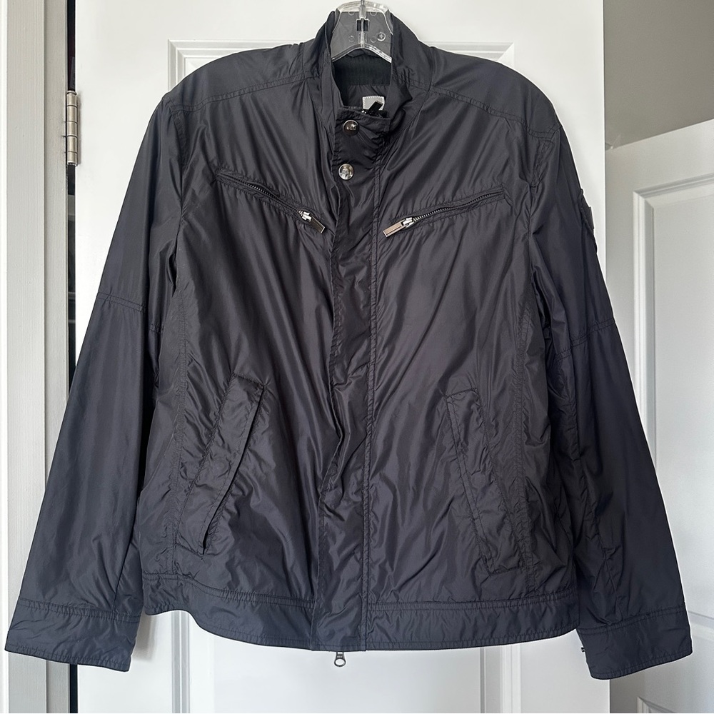 MEN'S ADD BLACK NYLON ZIP UP BOMBER JACKET SIZE MEDIUM